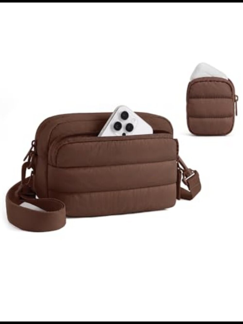 Puffer Crossbody Bag Hobo Nylon Water Resistant Travel Purse with Pouch